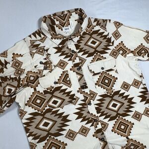 BKE‎ Buckle Western Cowgirl Shirt Ladies Lg Aztec Brown Button Up Double Pocket